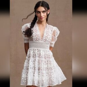 Bronx and Banco White Lace Mini Dress